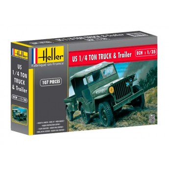 Heller 81105 Сборная модель автомобиля Джип с прицепом (1:35)